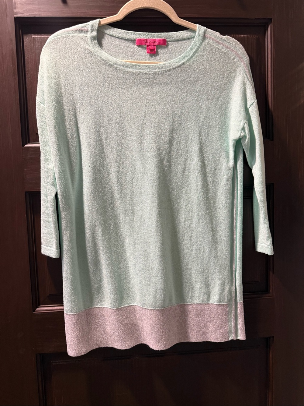 Lilly Pulitzer Mint Green Top with Pale Pink Hem